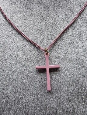 ​Pink Cross Necklace Coquette Y2K Pink Chain Pendant